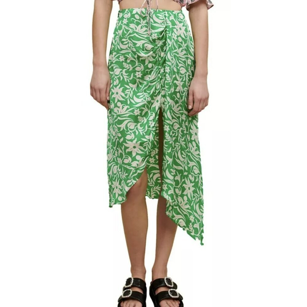 Maje $345 Juliqua Green Asymmetrical Skirt Size Small
